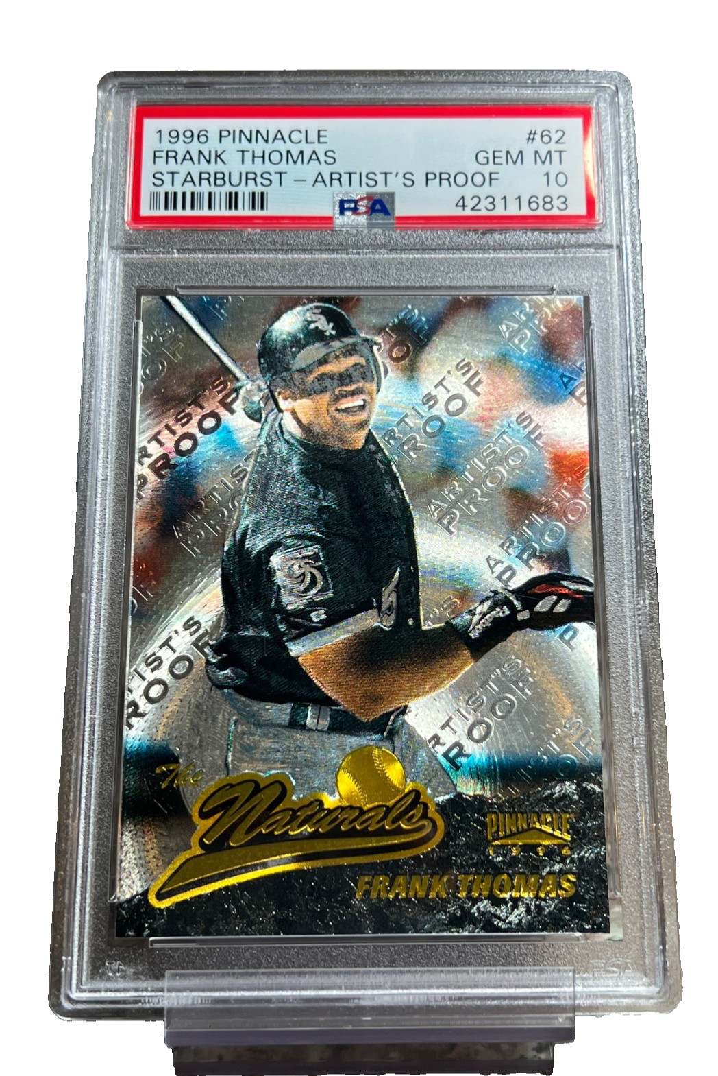 1996 FRANK THOMAS Pinnacle STARBURST ARTIST'S PROOF 90S GRAIL Short Print PSA 10 view 4