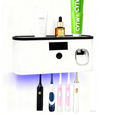 Toothbrush Sterilizer Holder Wall Mounted, USB Rechargeable Automatic Toothpa...