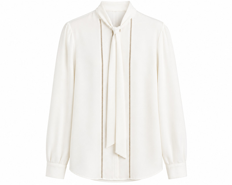 ralph lauren tieneck blouse ivory cream medium 8 elegant