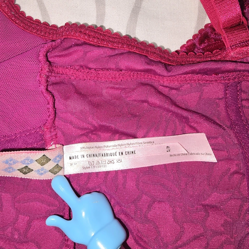 Free People Intimately Bralette Magenta Floral Velvet Size S Adjustable Straps - Image 4 of 4