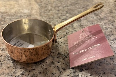 Authentic New Ruffoni Mini Tin Lined Copper Saucepan / Butter Warmer 2-3/4  D