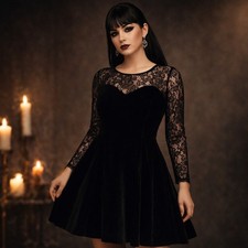 Vtg 90s Zum Zum Velvet Whimsigoth Lace Dress Sz M Prom Goth USA Dark Romance