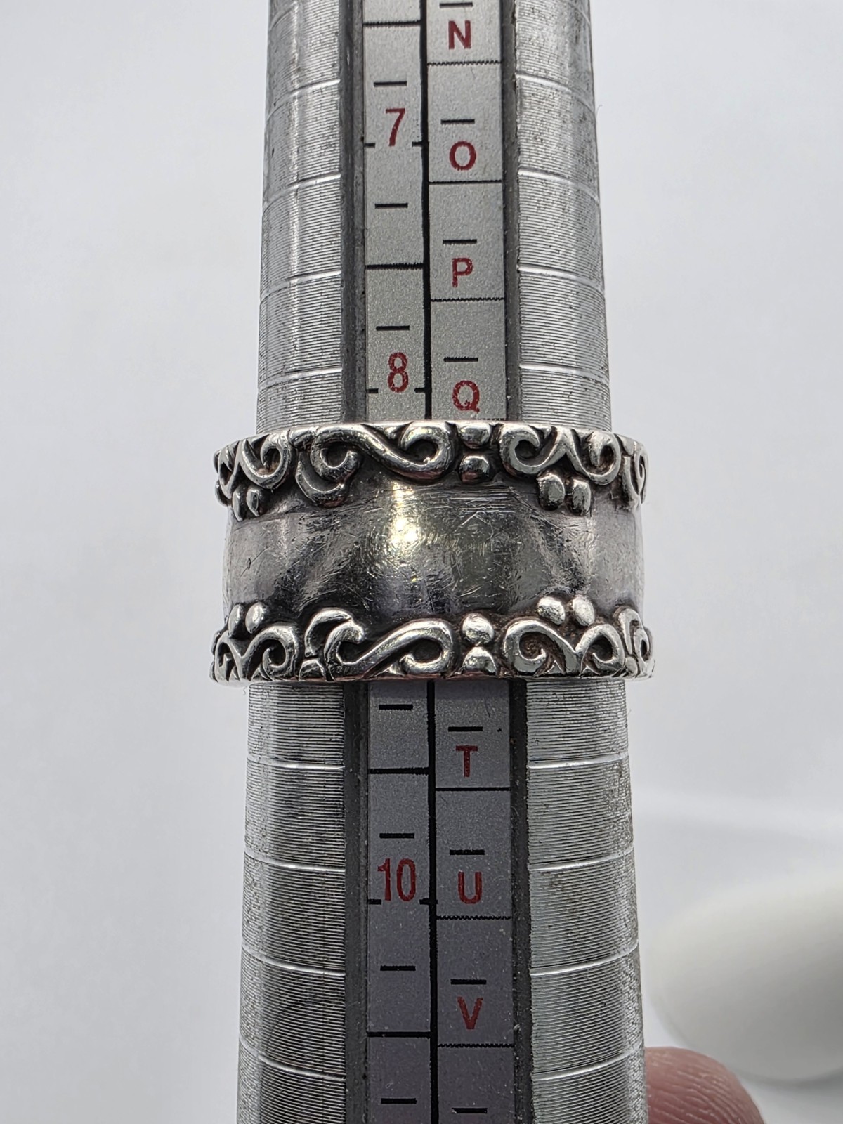 Solid Sterling Silver 925 Wide Band Ring Size 8.7… - image 5