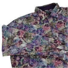 BUGATCHI Shaped Fit Shirt Men's XXL Purple Floral Print Long Sleeve Button Up