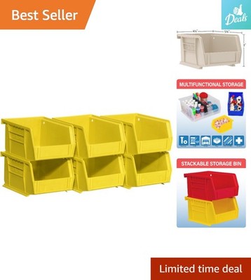 6-Pack Stackable Plastic Storage Bins - Space-Saving & Durable, 5'' x 4'' x 3''