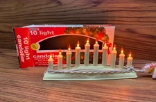 Vtg Noma Christmas 10 Light Mini Electric Candolier Orange Flame Light 10x4.5"