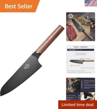 7-Inch Japanese Santoku Chef Knife with Black Titanium Coating -  Steel