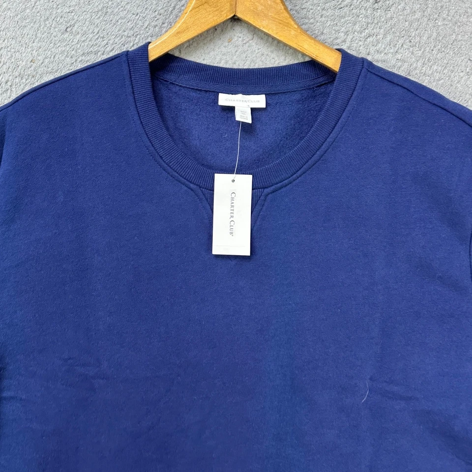 Charter Club Sudadera Cuello Redondo Para Hombres 2XL Azul Manga Larga Pullover Informal NUEVO Foto 4 de 4