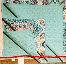 Mainstays King Lightweight Quilt 104 X 90 Dk Blue Yellow Paisley Mint Green