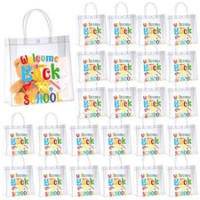 24 Pcs Clear Gift Bags with Handles Clear Plastic Goodie Bags Back to School