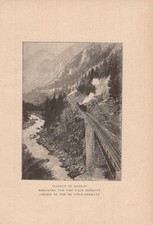 Viaduct St. Nicolas - Brig Visp Zermatt Railway PRINT from 1895