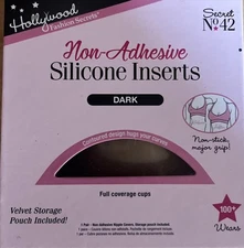 Hollywood Fashion Secrets Non-Adhesive Silicone Inserts - Deep Shade New In Box