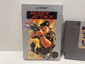 Rush'N Attack NES Hangtab 5 viti Konami, in scatola senza manuale