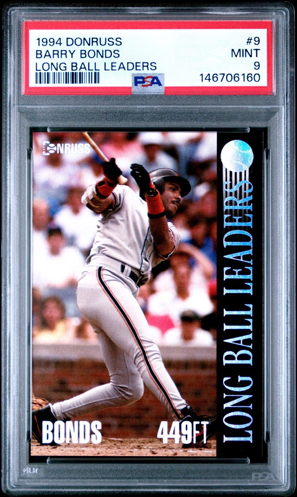 PSA 9 MINT 1994 DONRUSS BARRY BONDS #9 GIANTS LONG BALL LEADERS 06160 B310