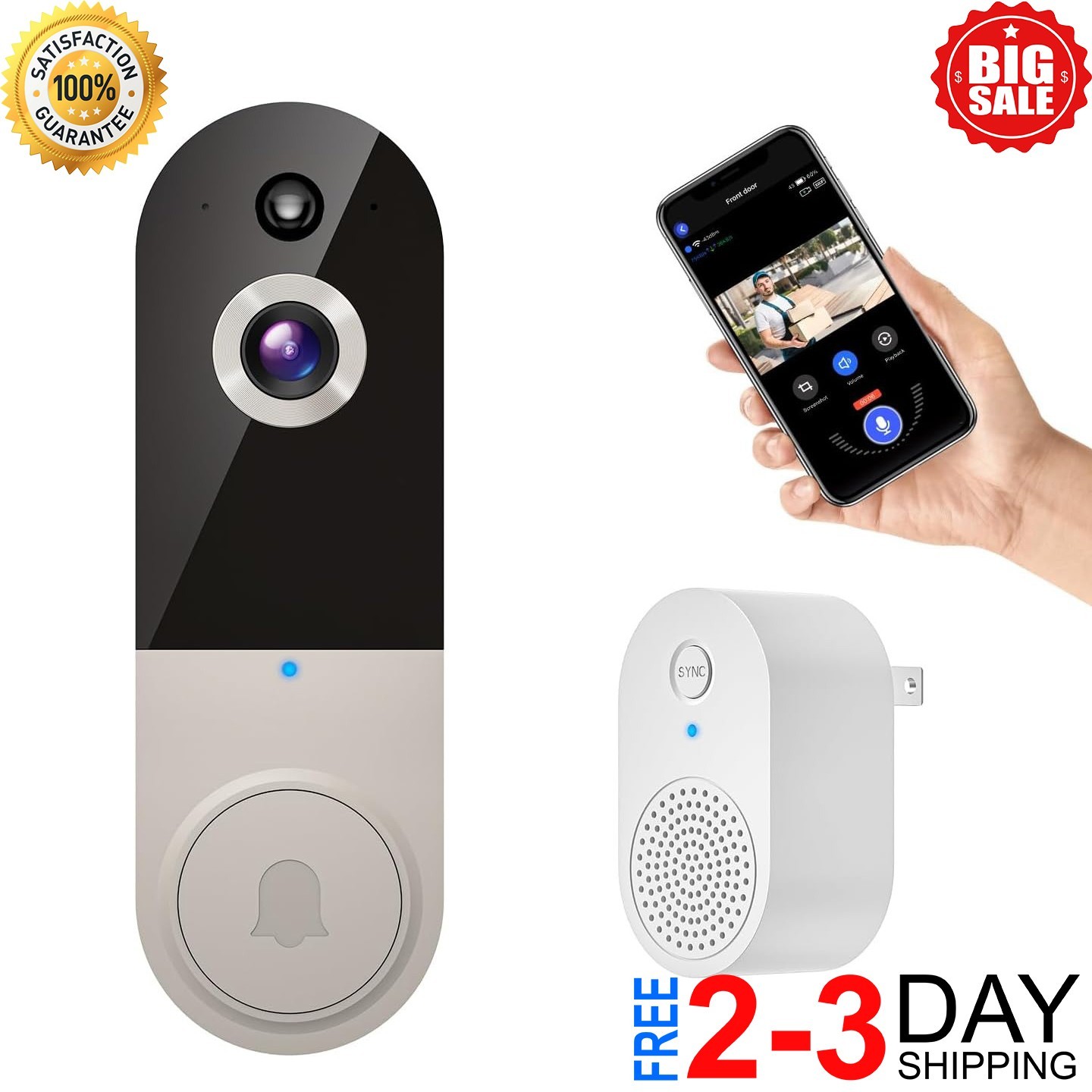 Camera Timbre De Puerta HD Wifi Inalambrico Con Camara Audio Y Video Para Casa