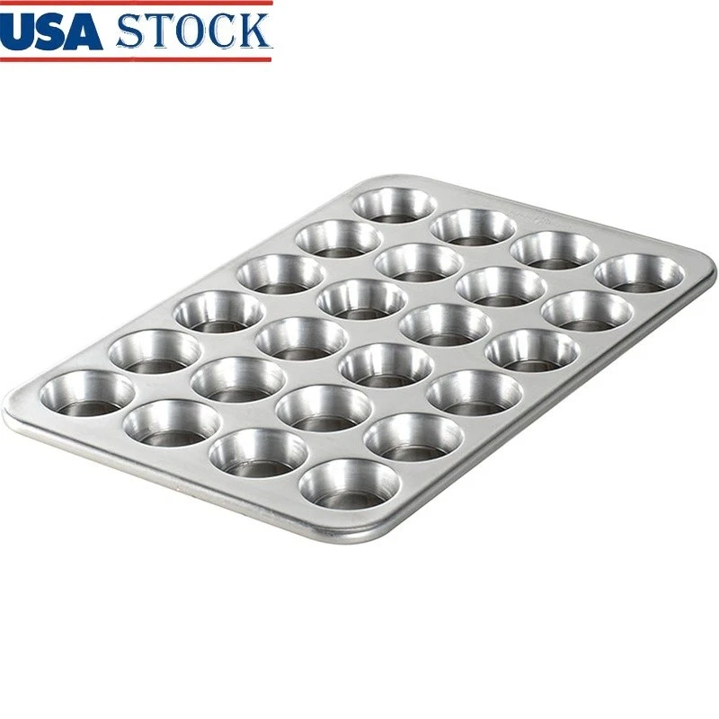 Natural Aluminum Muffin Pan 24 Cups Commercial Bakeware Oven Safe Easy Clean New