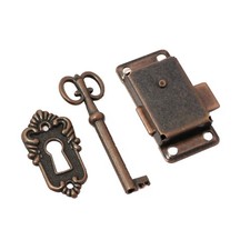 Furniture Cabinet Door Lock Set W/ Key Antique Drawer Wardrobe Lock Decor Kits,