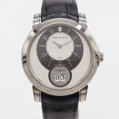 Harry Winston Midnight Big Date 18k White Gold 42mm MIDABD42WW001 Leather Auto