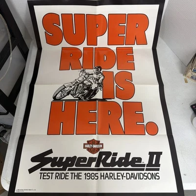 Vintage 1985 Harley Davidson Super Ride Is Here Test Ride Poster 36”x24” - Image 1 of 4