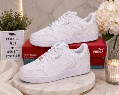 PUMA Caven III Plus Unisex Women s 9 Men s 7 White Sneakers SoftFoam+ NIB