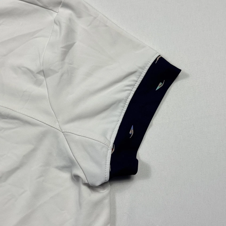 Camisa Fairway & Greene para mujer mediana blanca azul marino cuarto cremallera golf rendimiento top Foto 3 de 4