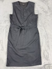 Banana Republic Linen Blend Dress Midi, L, Black, Pockets, Belted, Minimalist