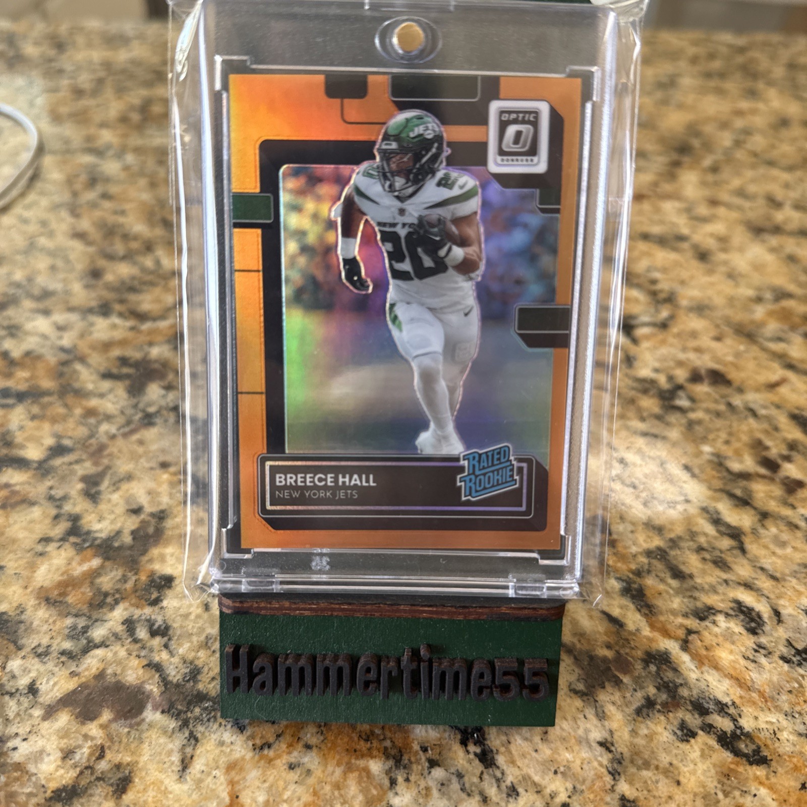 2022 Panini Donruss Optic Rated Rookie Breece Hall #214 Orange Prizm /199 (RC)