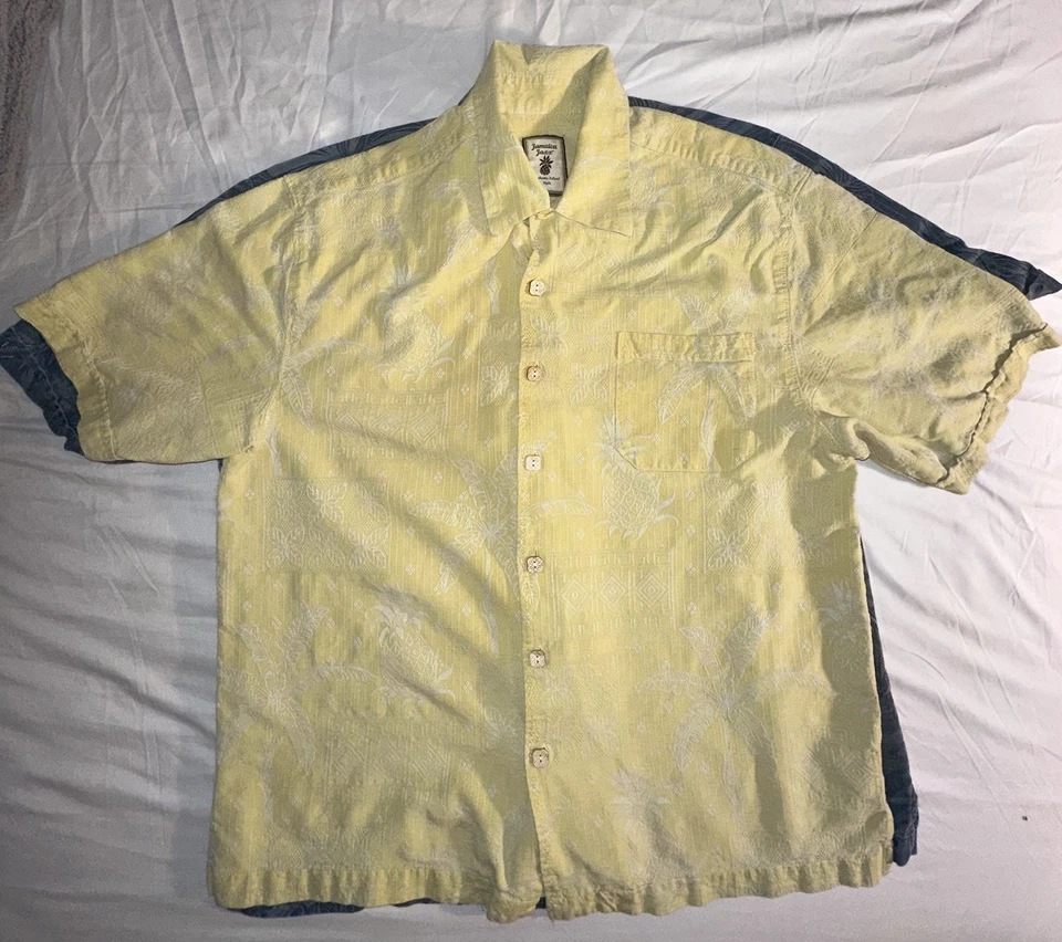 Lote-3 Camisa Mediana Para Hombres Jamaica Jaxx Abotonada - Manga Corta 100% Seda L-Loc Foto 4 de 4