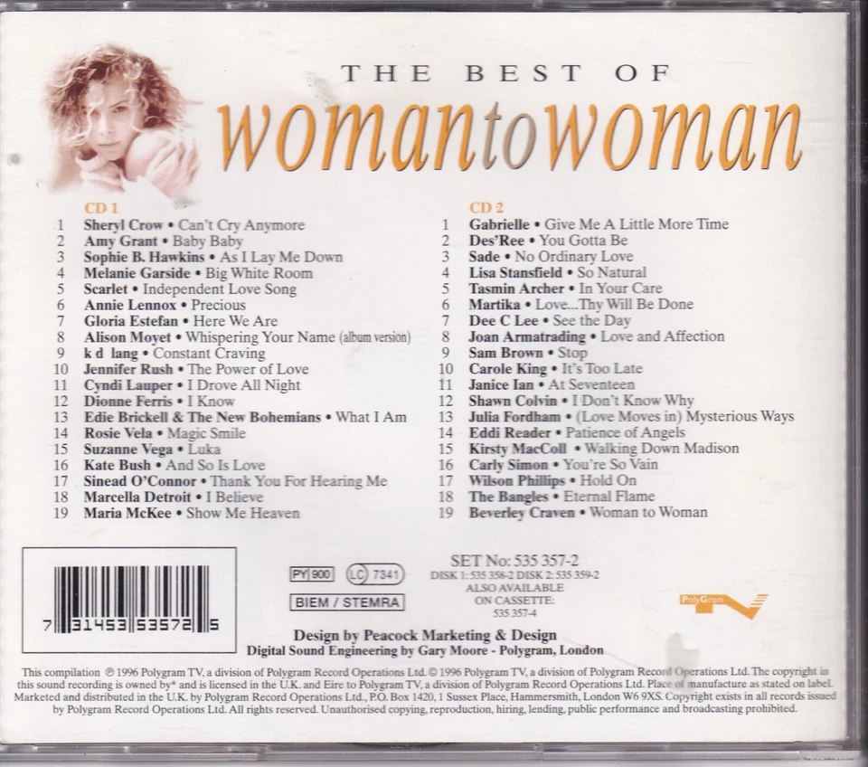 V.A. - The Best Of WOMAN TO WOMAN - Polygram 2 CDs 1996 - Bild 2 von 2