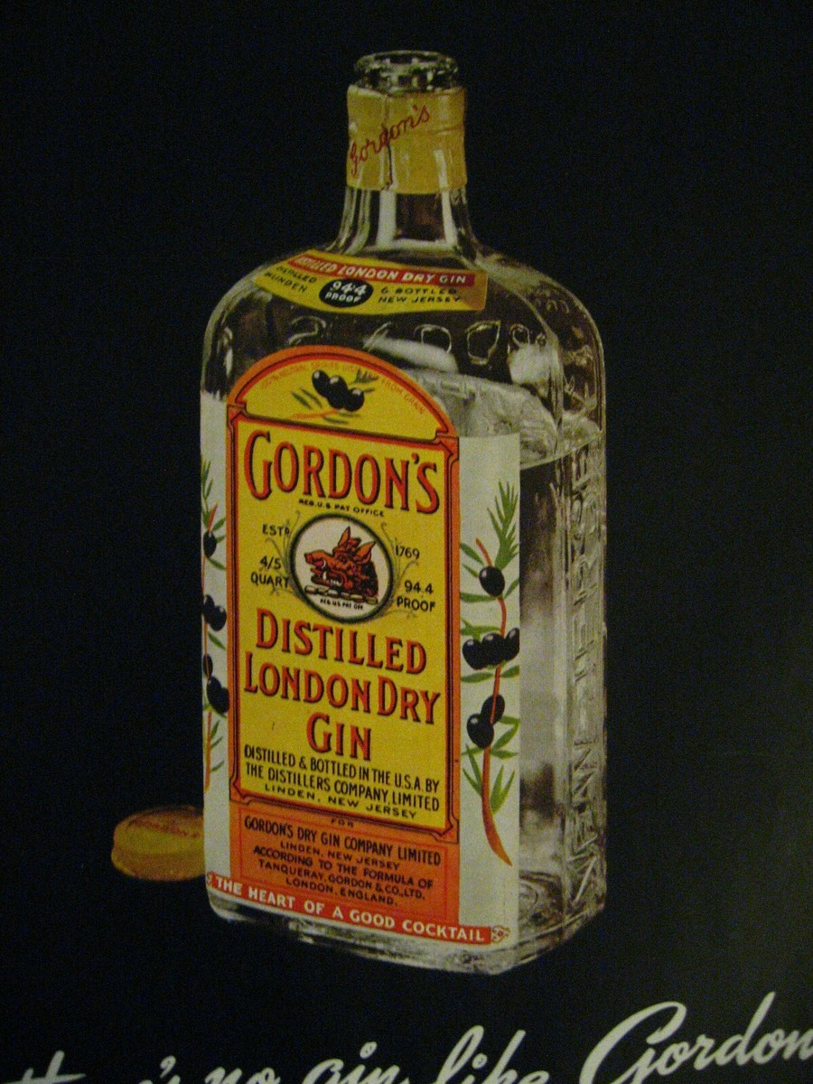 Gordon's Dry Gin 1957年輸入品　レア品？ 裏ラベル逆さ張り！ Gordon's Dry Gin 1957年輸入品 レア品？ 裏ラベル逆さ張り！