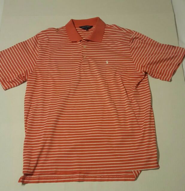 Ralph Lauren Polo Golf Shirt Orange White XL Short Sleeve Striped Extra ...