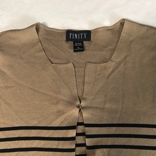 FINITY One Button Cardigan Long Sleeve Womens Sz XL Color Brown/Black Mid-length - Picture 12 of 13