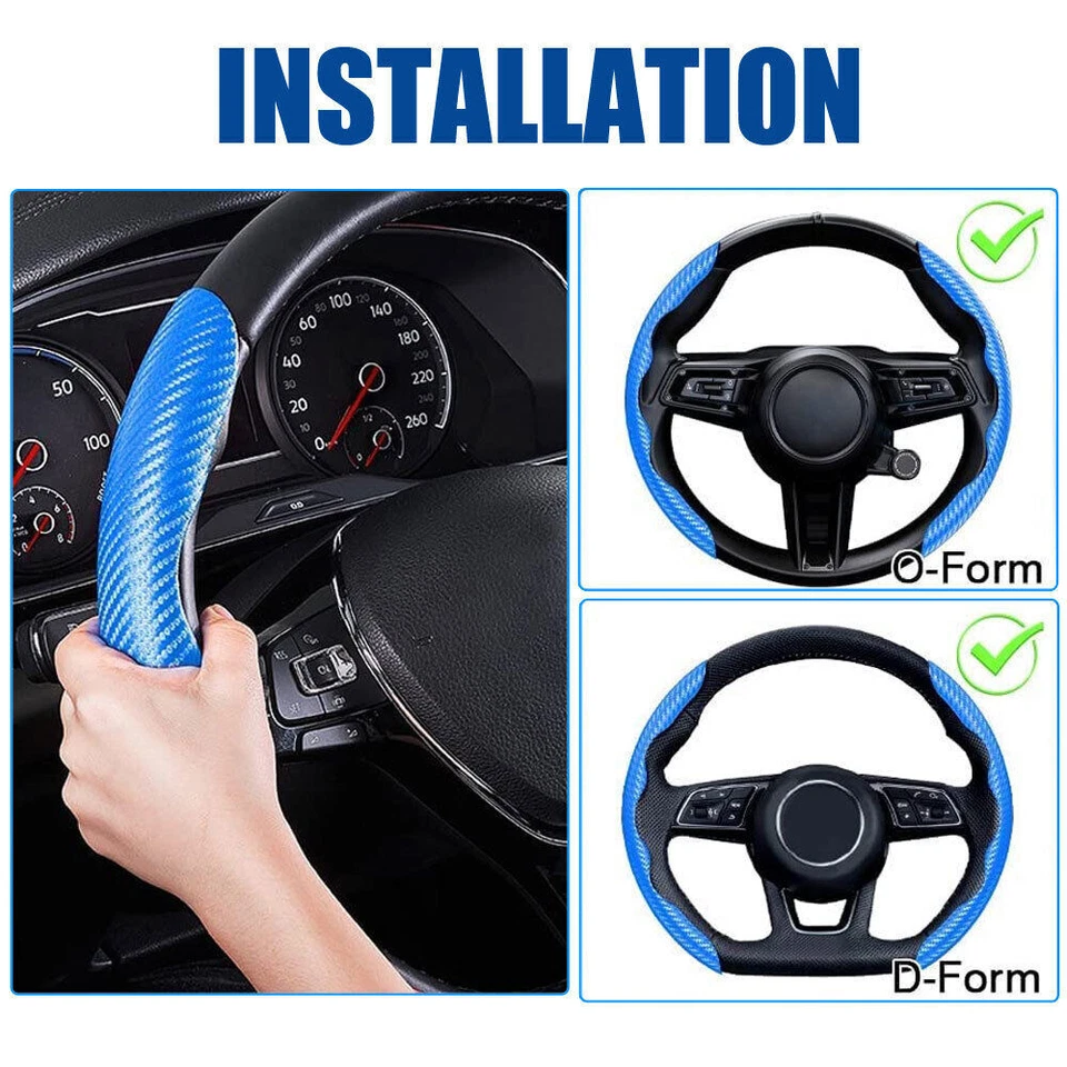 For Kia Car Auto Steering Wheel Cover Carbon Fiber Non-slip Accessories 15" Foto 3 de 4