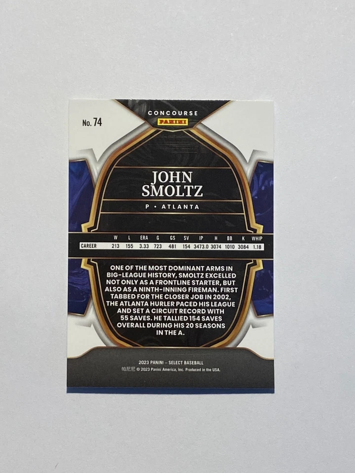 2023 Select Concourse #74 JOHN SMOLTZ BRAVES - Image 2 of 2