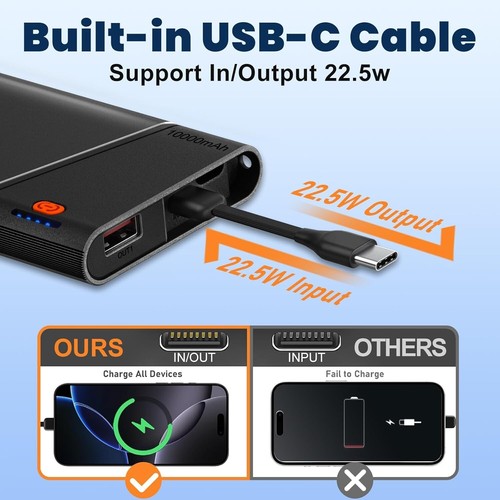 Aaoyun portable charger power bank 10000mah, black - Picture 4 of 9