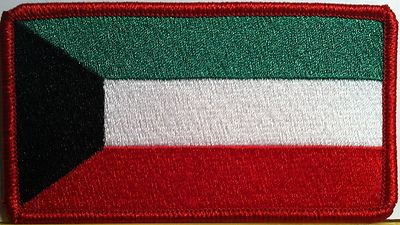 Kuwait  Flag Embroidery Iron-On Patch Emblem Red Border