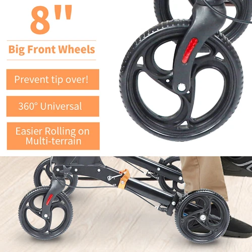 Upright Rollator Mobility Walker Folding Lightweight with Arm Support and Seat - Picture 8 of 13