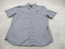 Harley Davidson Shirt Men Large Gray Casual Button Up Mechanic Motorcycle Biker 