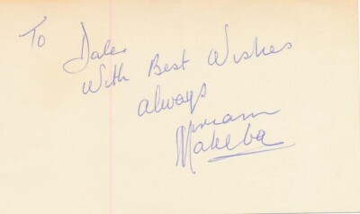 Miriam Makeba-Signed Index Card ("Mama Africa" Signer, Songwriter ...