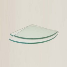 6" Quarter Round Clear Tempered Glass Shower Corner Shelf - Glass Only