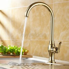 Gold Color Brass Single Handle/Hole Kitchen Sink Swivel Tap Vanity Basin Faucet