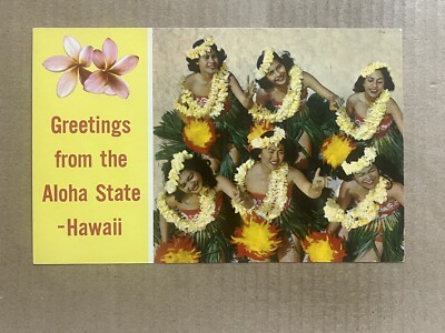 Postcard Hawaii HI Polynesian Hula Girls Dancers Aloha Greetings Vintage PC