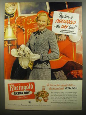1950 Rheingold Beer Ad - Pat Burrage - Fire Truck