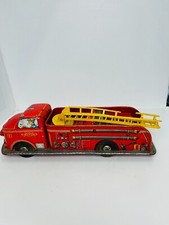 Vintage 1940s Marx Tin Fire Truck 14" Long and 4" Tall