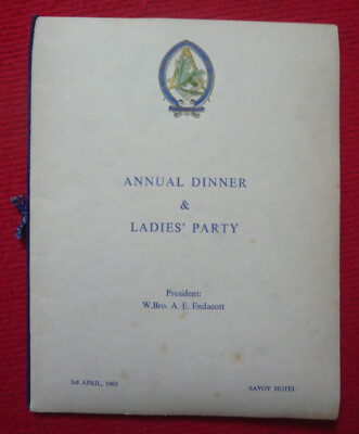 Menu du Savoy Hotel du 3 avril 1965 - Annual dinner & Ladies  Party 