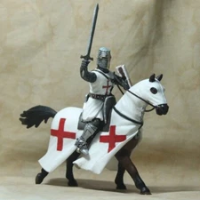 1/18 Vintage Crusader knight Templar Figures On Horseback Medieval Soldier Model