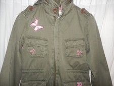 Joes Jeans Girls Military Style Jacket w/ Butterfly Pink Trim Large Sz 12