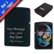 Personalised Engraved Colour Skull Official Zippo Windproof Lighter