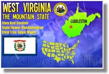 West Virginia Geography - NEW U.S State Travel POSTER