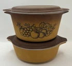 Vintage Pyrex Old Orchard Casserole Dish 4 Piece Set. 473 1 Qt. and 471 1 Pt.